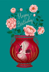 Peony vase - Happy Birthday Card